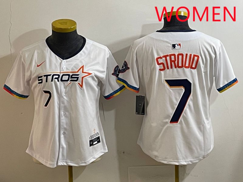 Women Houston Astros #7 Stroud White Fourth generation Joint Name Nike 2025 MLB Jersey style 5